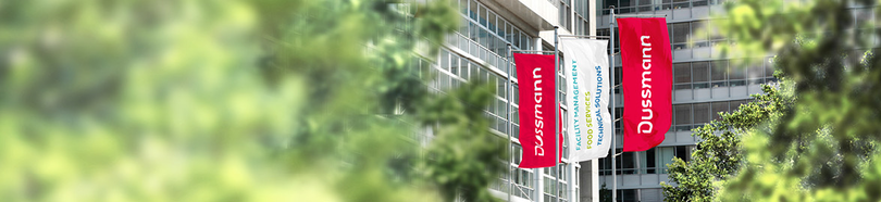 Building  with Dussmann Flags